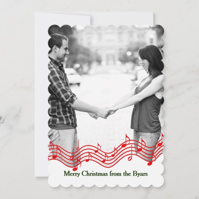 Red Christmas Music Foto Weihnachtskarte Feiertagskarte (Vorderseite)