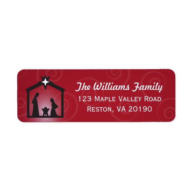 Red Christmas Nativity Address Labels (Vorne)