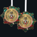 Red Christmas Nutcracker, Glitzer Frame Ornament Karte<br><div class="desc">Farbenfrohe Weihnachtslieder-Ornament-Design mit Urlaubskreu auf goldenem Hintergrund. Anpassbarer Text,  gliteriger Rahmen.</div>