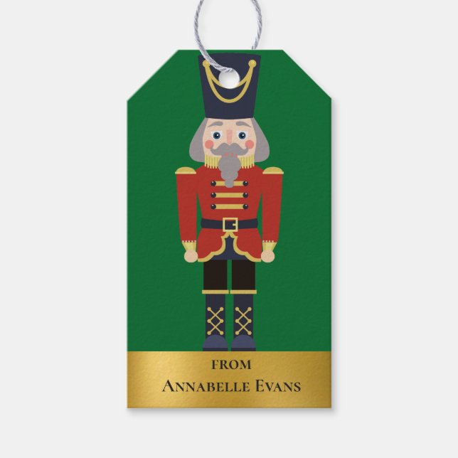 Red Christmas Nutcracker personalisieren Geschenkanhänger (Vorderseite)