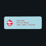 Red Christmas Ornament blue Return Address Label<br><div class="desc">Illustration eines roten Weihnachtsbaumes,  perfekt für die Ferienzeit! Entspricht auch der</div>