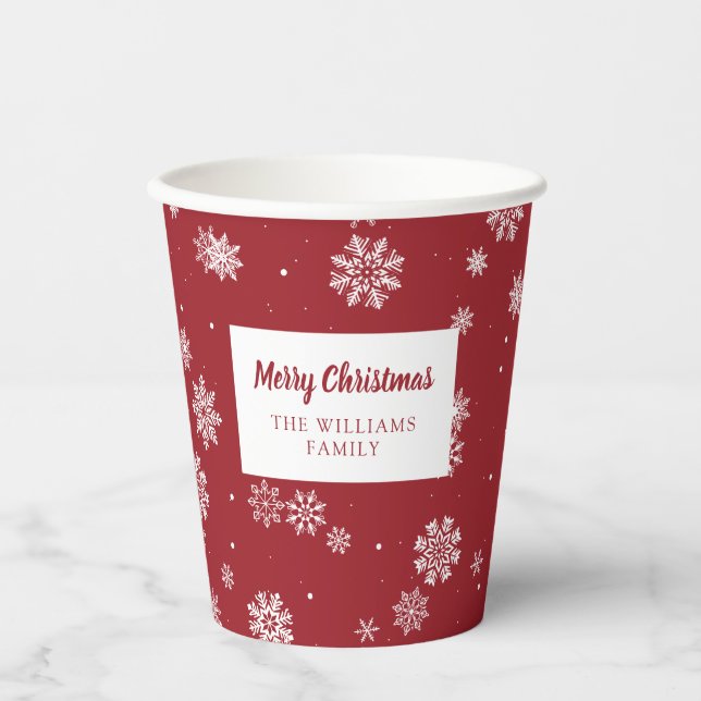 Red Christmas Paper Cups Pappbecher (Vorderseite)