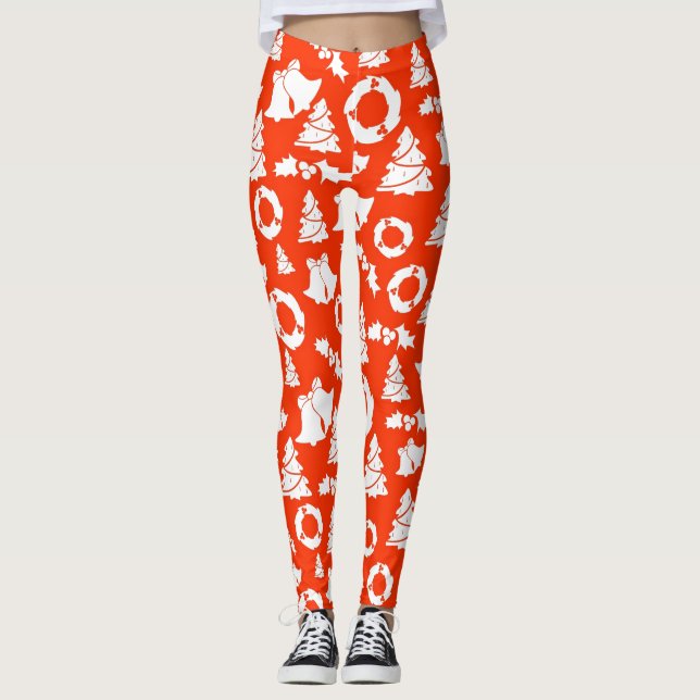 Red Christmas Pattern Leggings (Vorderseite)