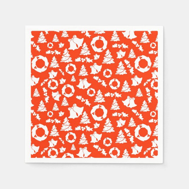 Red Christmas Pattern Paper Napkin Serviette (Vorderseite)