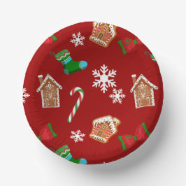 Red Christmas Pattern Pappteller