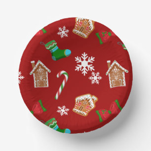 Red Christmas Pattern Pappteller