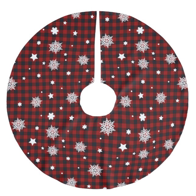 Red Christmas Pattern  Polyester Weihnachtsbaumdecke (Vorderseite)