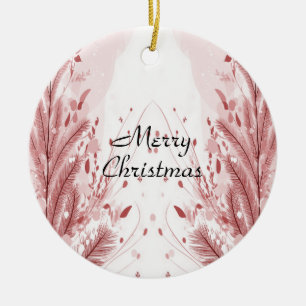 Red Christmas Pine Tree Schnee schön Keramik Ornament
