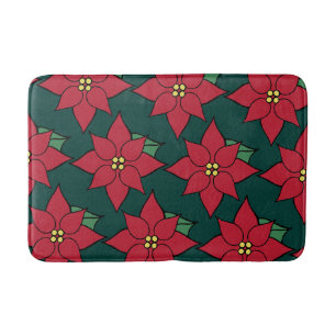 Red Christmas Poinsettia Badezimmer Rug Badematte