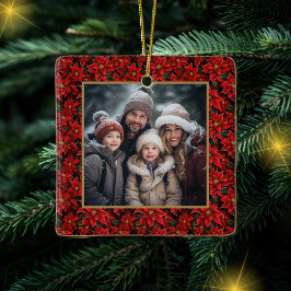 Red Christmas Poinsettia Custom Foto Keramikornament