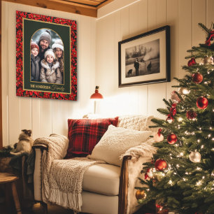 Red Christmas Poinsettia Custom Foto Leinwanddruck