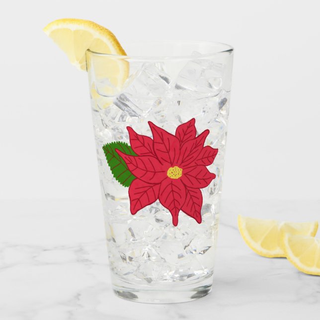 Red Christmas Poinsettia  Glas (Vorderseite Ice)