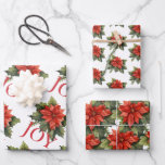 RED CHRISTMAS POINSETTIA PATTERNS KOORDINIERT GESCHENKPAPIER SET<br><div class="desc">Lassen Sie sich verzaubern von diesen besonderen Geschenken mit diesen einfachen, aber schönen Dingen des Joy-Designs mit einer schönen traditionellen roten Weihnachtspoinsettie. Koordiniertes Set verfügt über ein Blatt ) JOY & Poinsettia, ein Blatt ) Small Poinsettia und ein Blatt ) Große Poinsettia auf Weiß. Es ist eine schöne feierliche Präsentation....</div>