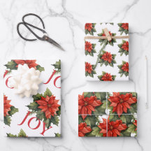 RED CHRISTMAS POINSETTIA PATTERNS KOORDINIERT