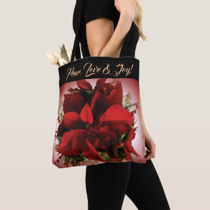 Red Christmas Poinsettia Tote Bag Tasche