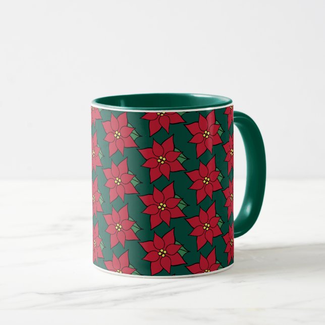 Red Christmas Poinsettias Coffee Tasse Geschenk (VorderseiteRechts)