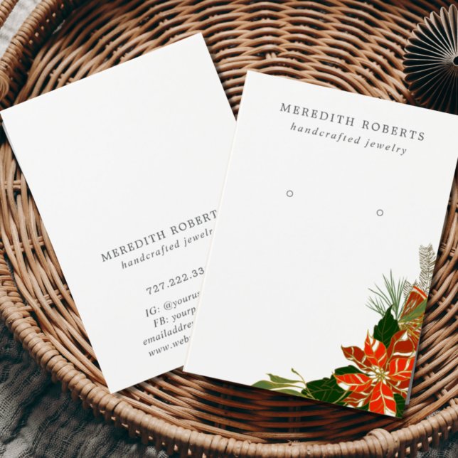 Red Christmas Poinsettias Earring Display Card (Von Creator hochgeladen)