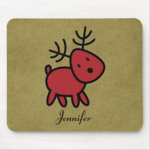 Red Christmas Reindeer Illustration Personalisiert