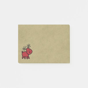 Red Christmas Reindeer Illustration Post-it Klebezettel