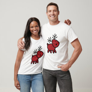 Red Christmas Reindeer Illustration T-Shirt