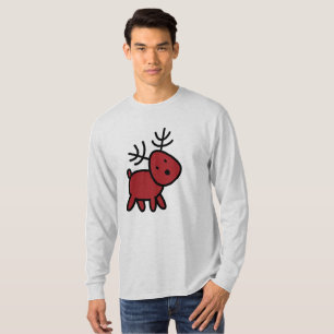 Red Christmas Reindeer Illustration T-Shirt