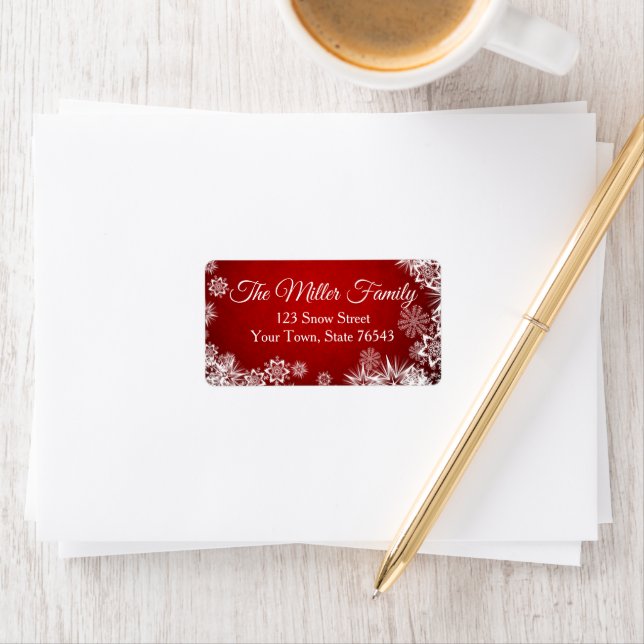Red Christmas Return Address Label Adressaufkleber (Insitu)
