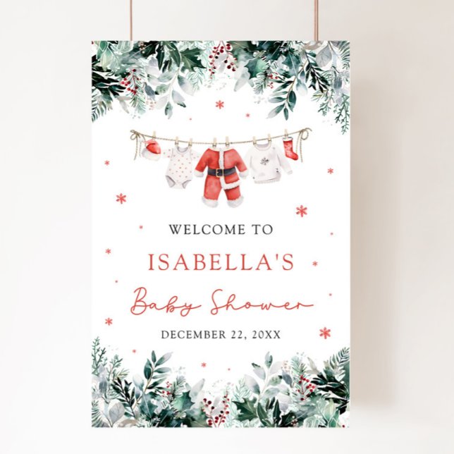 Red Christmas Santa Baby Babydusche Begrüßungszeic Poster (Von Creator hochgeladen)