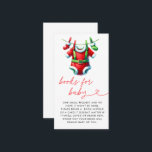 Red Christmas Santa Baby Duschbücher für Baby Begleitkarte<br><div class="desc">Ermuntern Sie Ihre Gäste, mit unserer Red Christmas Santa Baby Shower Books for Baby Enclosure Card beim Aufbau der Bibliothek Ihres Babys mitzuwirken. Diese festliche Karte besticht durch einen fröhlichen Weihnachtsmann auf einem lebhaften roten Hintergrund, der mit zarten Schneeflocken und Wintergrün geschmückt ist. Die Karte lädt die Gäste dazu ein,...</div>