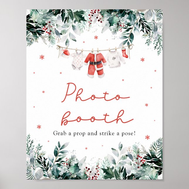 Red Christmas Santa Baby Duschkabine Foto Auszeich Poster (Vorne)