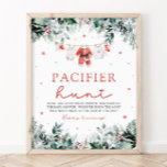 Red Christmas Santa Baby Schnuller Hunt Kinderdusc Poster<br><div class="desc">Das Red Christmas Santa Baby Schnuller Hunt Baby Shower Game Sign verleiht Ihrer Babydusche eine Touch von Urlaubsspass und Spannung. Dieses Schild mit weißem Hintergrund mit festlichen roten Schneeflocken, fröhlichen roten Beeren, winterlicher Eukalyptusgrün und Babykleidung im Weihnachtsstil lädt die Gäste zum Schnuller Hunt ein. Die Gäste können in der Umgebung...</div>