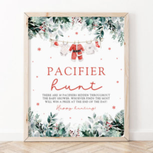 Red Christmas Santa Baby Schnuller Hunt Kinderdusc Poster