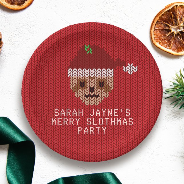 Red Christmas Sloth Party Paper Teller (For your festive Sloth Party. Just add your name!)