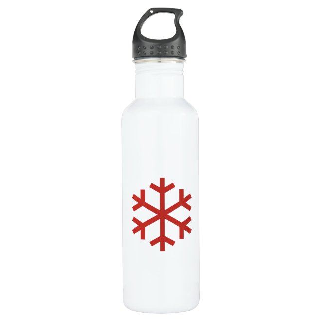 Red Christmas Snowflake Edelstahlflasche (Vorderseite)