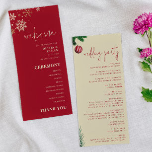Red Christmas Snowflakes Programme de mariage d'hi