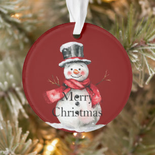 Red Christmas Snowman Santa Ornament