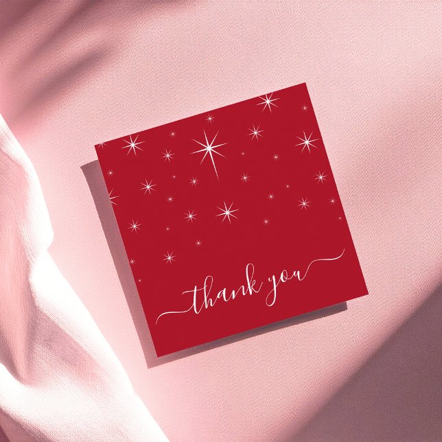 Red Christmas Sparkle Elegant Vielen Dank Quadratische Visitenkarte (Von Creator hochgeladen)