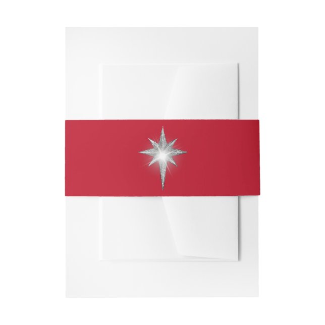 Red Christmas Star Bauchband Einladungsbanderole (Vorderseite Beispiel)
