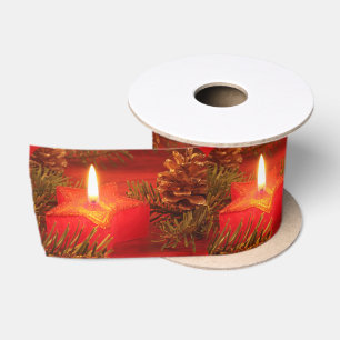 Red Christmas Star Candle Satin Geschenk Ribbon Satinband