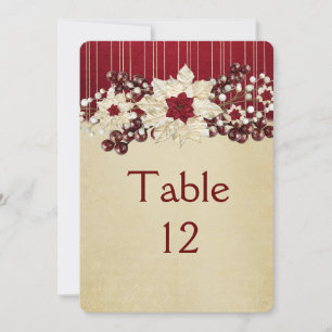 Red Christmas Star Damask Gold Tischkarte Einladung