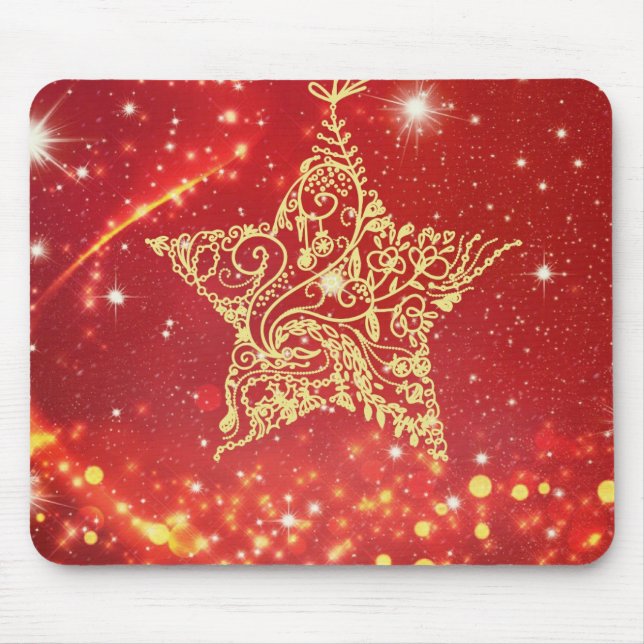 Red Christmas Star Mousepad (Vorne)