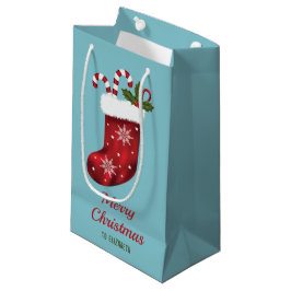 Red Christmas Strumpf auf Blau mit benutzerdefinie Kleine Geschenktüte