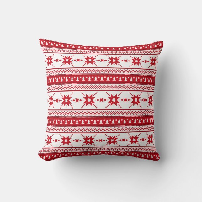 Red Christmas Sweater Inspiriertes Muster Kissen (Vorderseite)
