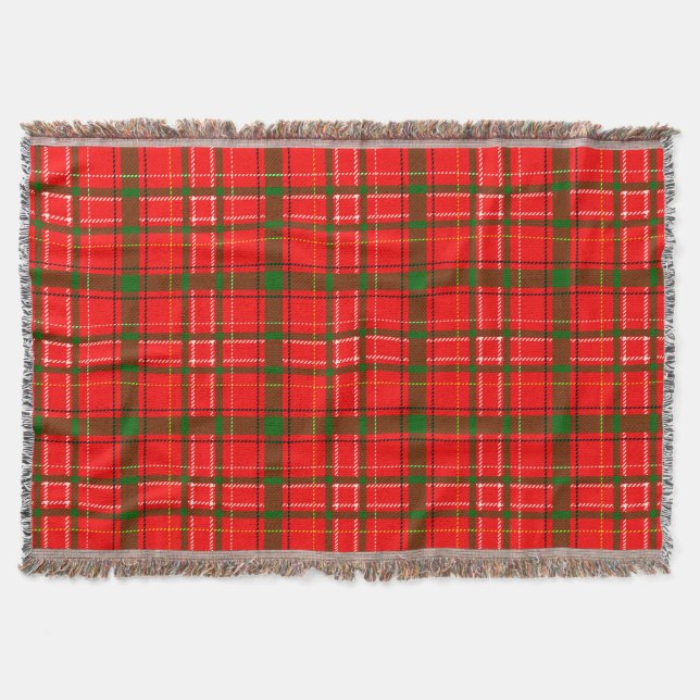 Red Christmas Tartan Kariertes Musterdesign Decke (Vorderseite)