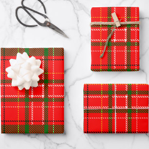 Red Christmas Tartan Kariertes Musterdesign Geschenkpapier Set
