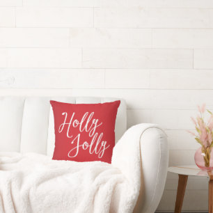 Red Christmas Throw Pillows Holly Jolly Kissen