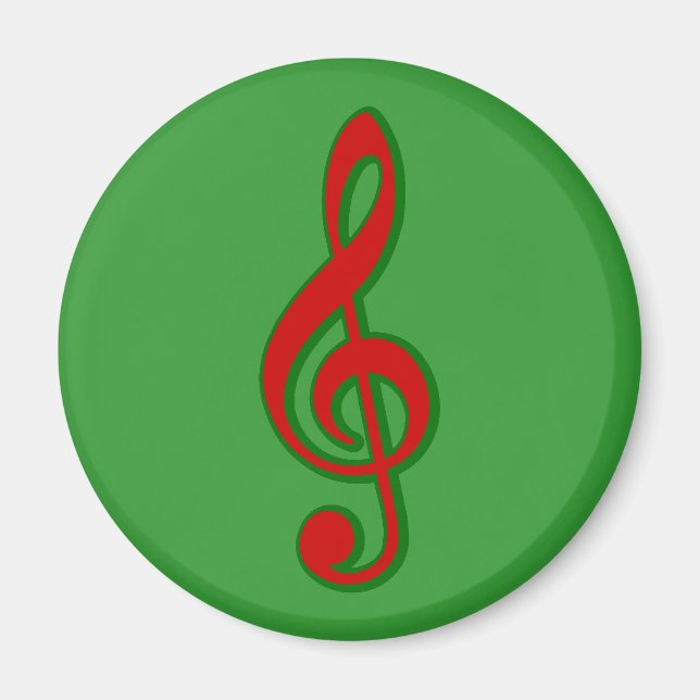 Red Christmas Treble Clef Magnet (Vorne)
