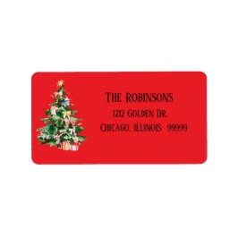 Red Christmas Tree Address Label Adressaufkleber