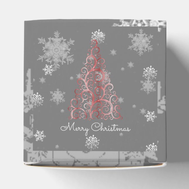 Red Christmas Tree and Snowflakes Favor Box Geschenkschachtel (Oben)