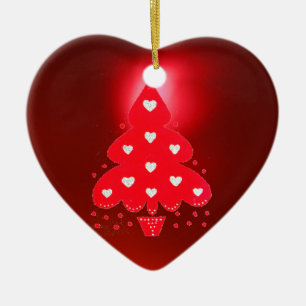 RED CHRISTMAS TREE HOLIDAY PARTEI Rot Keramikornament