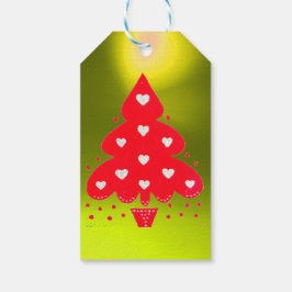 RED CHRISTMAS TREE HOLIDAY PARTY Gelb Geschenkanhänger